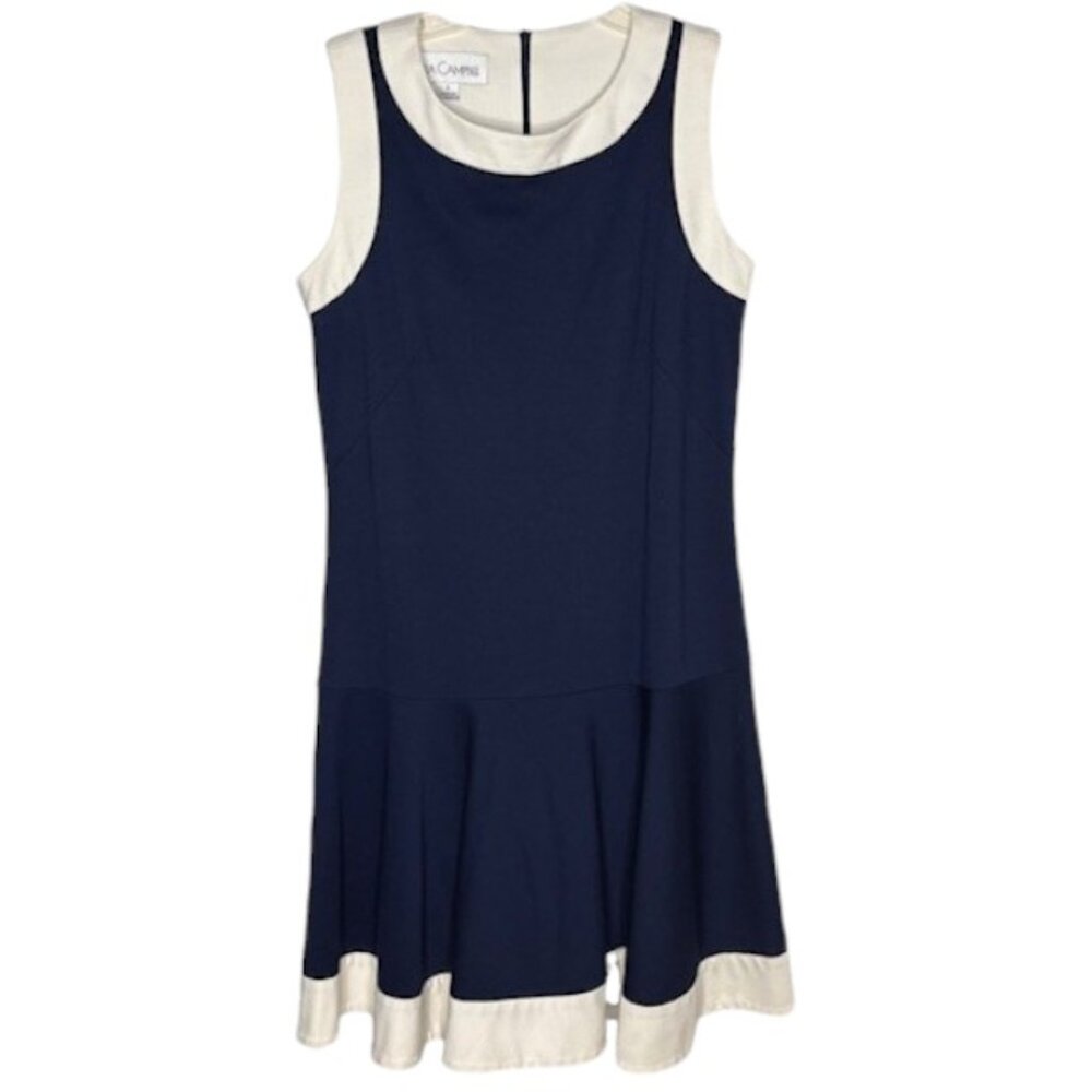 Sara Campbell Colorblock Fit & Flare Sleeveless Tank Dress - Navy/White - 6
